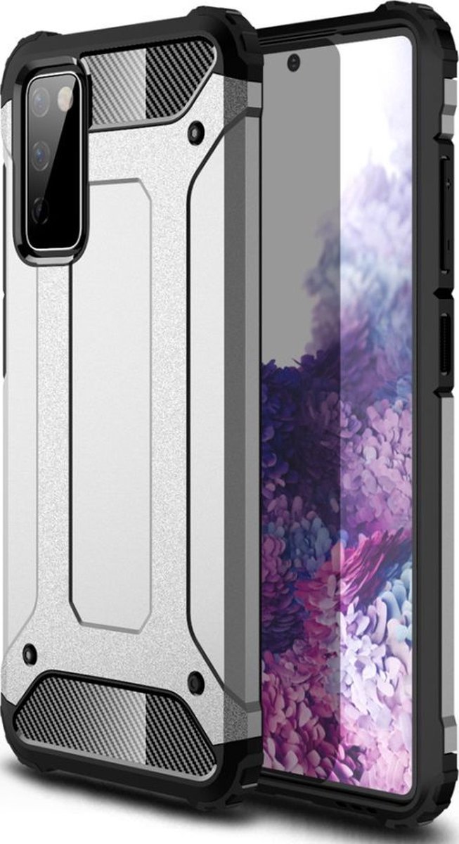Mobigear Hoesje geschikt voor Samsung Galaxy S20 FE Telefoonhoesje Hardcase | Mobigear Outdoor Backcover Shockproof | Schokbestendig Galaxy S20 FE Telefoonhoesje | Anti Shock Proof - Zilver