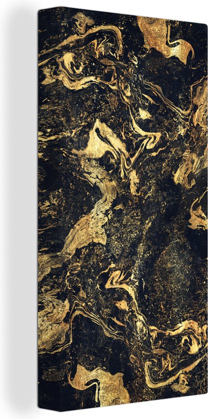 Canvas Schilderij Marmer - Luxe - Goud - 40x80 cm - Wanddecoratie