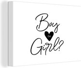 Toile Peinture Cadeau révélateur de genre - Garçon ou Fille - Bébé - Texte - Garçon - Fille - 30x20 cm - Décoration murale