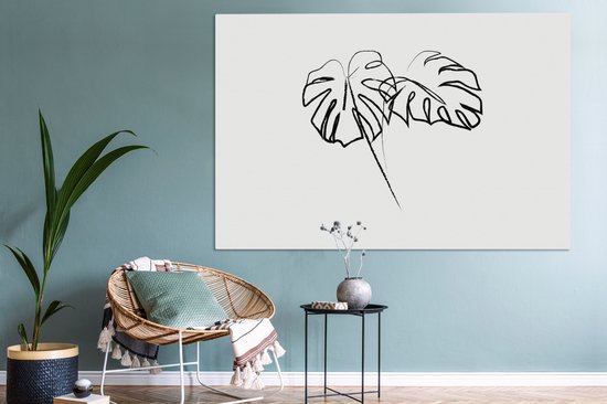 Toile Peinture Feuilles - Végétal - Dessin au trait - Line cm - Décoration murale
