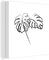 Toile Peinture Monstera - Plante - Line au trait - 20x20 cm - Décoration murale