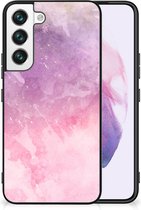 Silicone Back Cover Geschikt voor Samsung Galaxy S22 Telefoonhoesje met Zwarte rand Pink Purple Paint