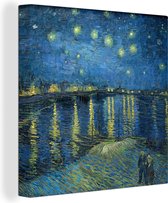 Canvas Schilderij De Sterrennacht - Schilderij van Vincent van Gogh - 50x50 cm - Wanddecoratie
