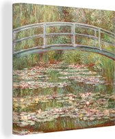 Canvas Schilderij Brug over een meer met lelies- Schilderij van Claude Monet - 20x20 cm - Wanddecoratie