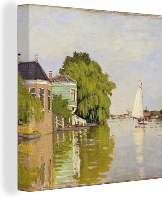 Canvas Schilderij Huizen aan de Achterzaan- Schilderij van Claude Monet - Wanddecoratie