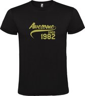 Zwart t-shirt met " Awesome sinds 1982 " print Goud size XS