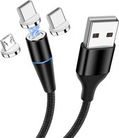 USB Magnetische Data en Oplaadkabel 3 in 1 met aansluiting voor USB-C/Apple Lightning/Micro usb