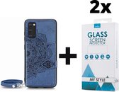 Backcover Fashion Mini Wallet Hoesje Samsung Galaxy S20 Blauw - 2x Gratis Screen Protector - Telefoonhoesje - Smartphonehoesje