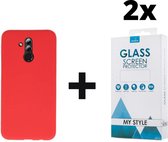 Siliconen Backcover Hoesje Huawei Mate 20 Lite Rood - 2x Gratis Screen Protector - Telefoonhoesje - Smartphonehoesje