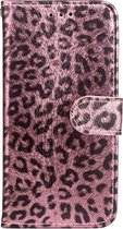 Apple iPhone Xs Hoesje - Mobigear - Leopard Serie - Kunstlederen Bookcase - Roségoud - Hoesje Geschikt Voor Apple iPhone Xs