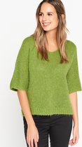 LOLALIZA Gebreide trui met korte mouwen - Groen - Maat XL