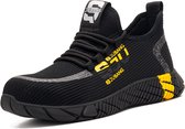 Veran Veiligheidsschoenen - Werkschoenen - Sneakers - Sportief - Stalen Neus - Anti Slip - Ademend - Anti Perforatiezool - Hoge Kwaliteit - Zwart - Geel - 42