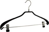 De Kledinghanger Gigant - 5 x Mantel / kostuumhanger metaal met anti-slip knijpers, schouderverbreding en zwarte anti-slip coating, 40 cm