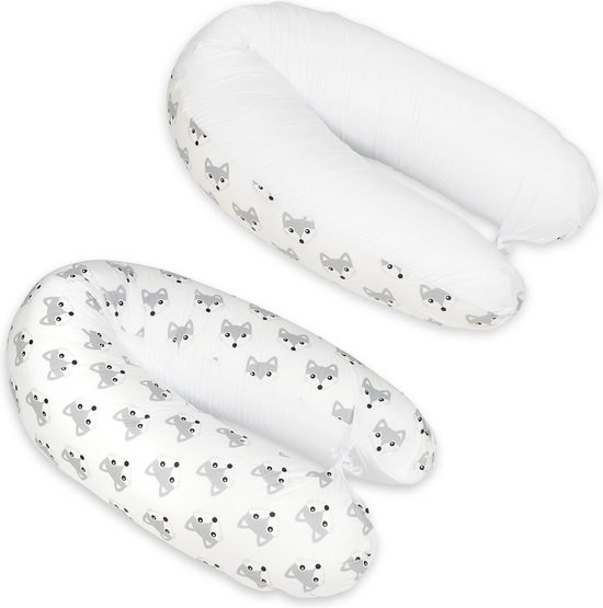 Voedingskussen - Voedingskussen - met koordjes - 145 cm - wit en vossen