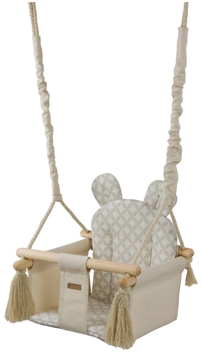 Baby schommel - hout - crème met diamant - tot 20 kg van Bieco — afbeelding 2