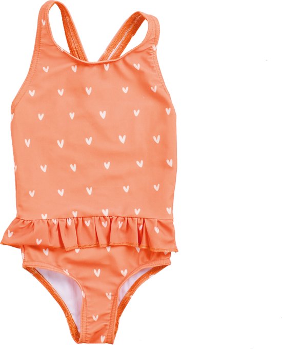 Swim Essentials UV Badpak Meisjes - Oranje Hartjes
