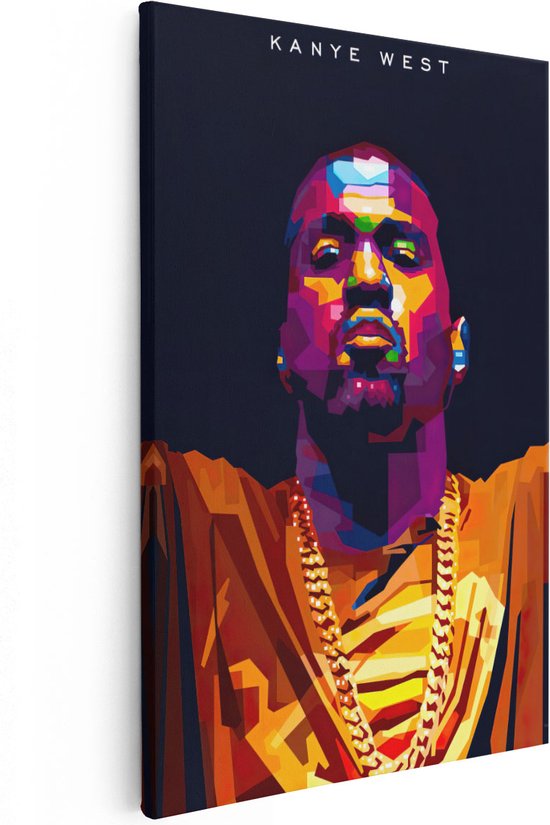 Artaza - Canvas Schilderij - Kanye West in Abstracte Kleuren - Foto Op Canvas - Canvas Print