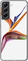 Geschikt voor Samsung Galaxy S21 FE hoesje - Strelitzia - Aquarel - Bloemen - Siliconen Telefoonhoesje