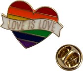Rainbow Regenboog Hartje Love Is Love Tekst Gay Pride Emaille Pin L 2.7 cm / 2.0 cm / Multicolor