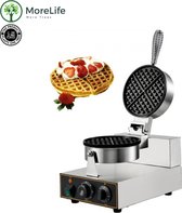 MoreLife Commerciële Wafel Maker - Enkele Panhoofd - Luikse Wafel Machine - Belgische Wafels Maker - Wafelmaker - Hoogwaardig Wafelijzer - Luikse Wafels Maker - Brusselse Wafels Maker - Bruss