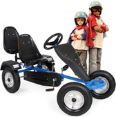 Blauwe tweezitter Skelter-Go Kart Voor Kinderen Met Rem, Verstelbare Kart Racing Sport Ontwerp, kinderen Auto