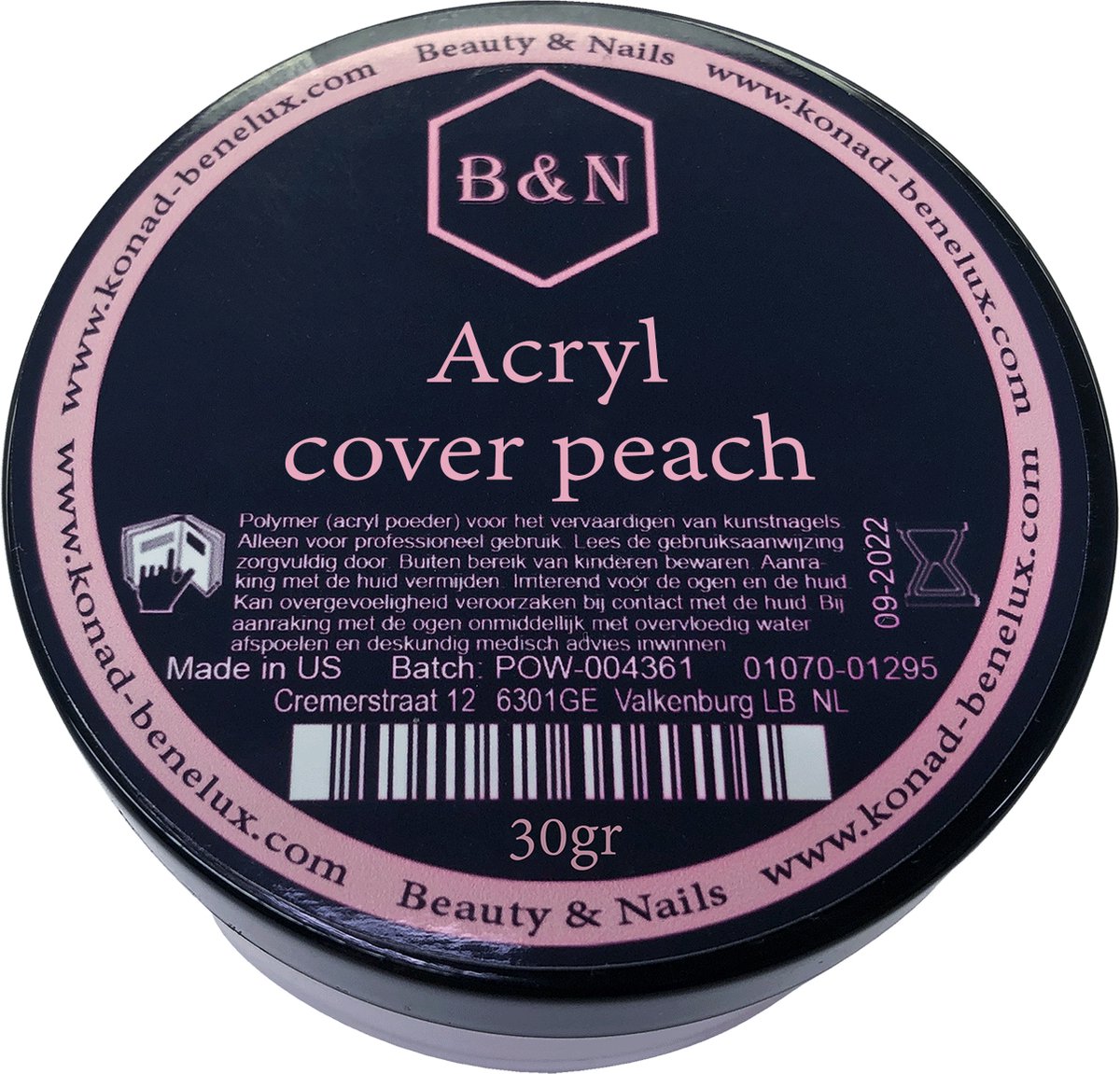 Acryl - cover peach - 30 gr | B&N - acrylpoeder - VEGAN - acrylpoeder