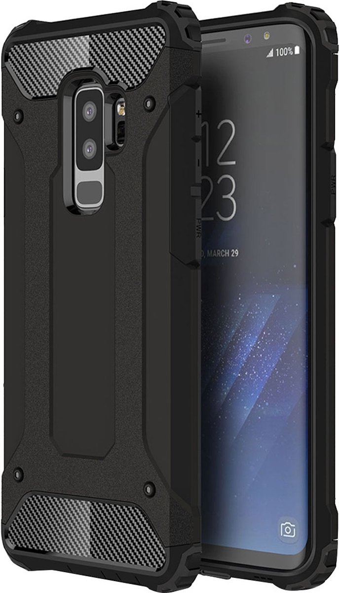Mobigear Hoesje geschikt voor Samsung Galaxy S9 Plus Telefoonhoesje Hardcase | Mobigear Outdoor Backcover Shockproof | Schokbestendig Galaxy S9 Plus Telefoonhoesje | Anti Shock Proof - Zwart