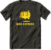 Bier express T-Shirt | Unisex Kleding | Dames - Heren Feest shirt | Drank | Grappig Verjaardag Cadeau tekst | - Donker Grijs - XXL