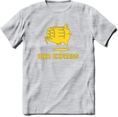 Bier express T-Shirt | Unisex Kleding | Dames - Heren Feest shirt | Drank | Grappig Verjaardag Cadeau tekst | - Licht Grijs - Gemaleerd - XXL