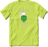 make beer not war Bier T-Shirt | Unisex Kleding | Dames - Heren Feest shirt | Drank | Grappig Verjaardag Cadeau tekst | - Groen - L