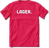 Lager Bier T-Shirt | Unisex Kleding | Dames - Heren Feest shirt | Drank | Grappig Verjaardag Cadeau tekst | - Roze - L