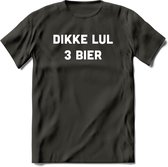 Dikke lul 3 Bier T-Shirt | Unisex Kleding | Dames - Heren Feest shirt | Drank | Grappig Verjaardag Cadeau tekst | - Donker Grijs - 3XL
