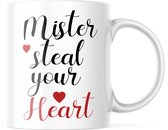 Valentijn Mok met tekst: Mister steal your heart | Valentijn cadeau | Valentijn decoratie | Grappige Cadeaus | Koffiemok | Koffiebeker | Theemok | Theebeker
