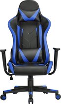 Gamingstoel, bureaustoel, draaistoel, sportstoel, managersstoel, ergonomisch design met kantelfunctie, in hoogte verstelbaar kunstleer, racingstoel, blauw