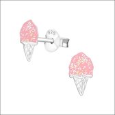 Aramat jewels ® - Aramat jewels oorbellen ijsje 925 zilver 4mm x 8mm glitter kinderen
