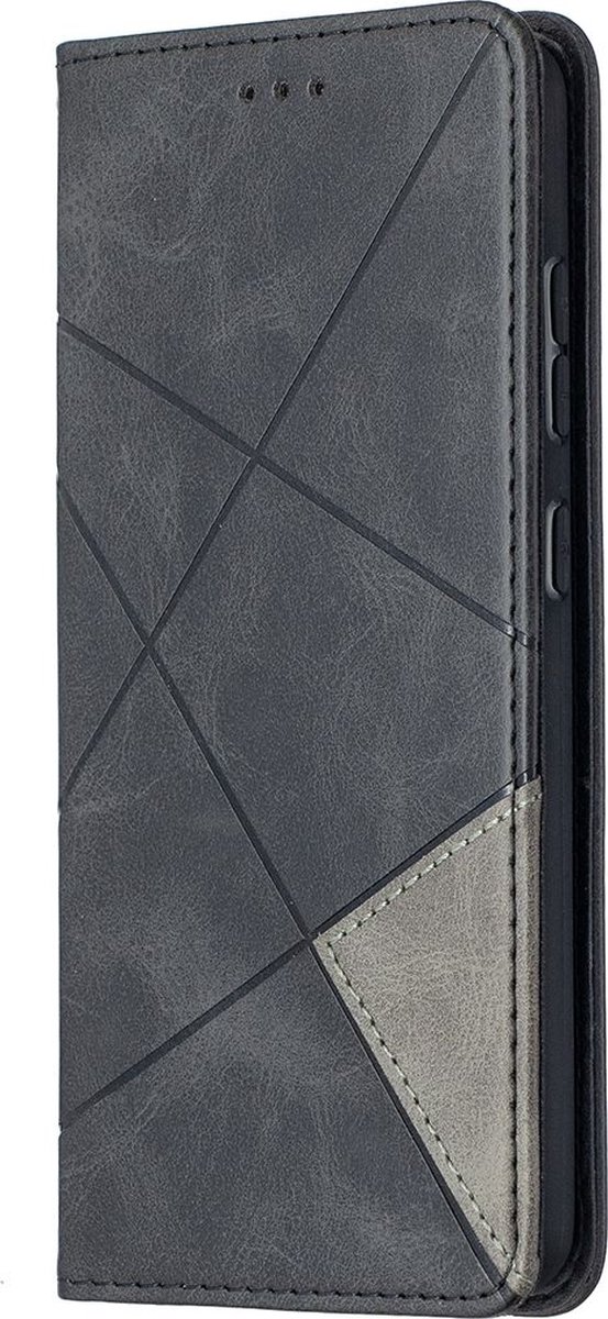 Mobigear Telefoonhoesje geschikt voor Samsung Galaxy A52 Hoesje | Mobigear Rhombus Slim Bookcase | Pasjeshouder voor 2 Pasjes | Telefoonhoesje voor Pinpas / OV Kaart / Rijbewijs - Zwart