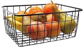 Fruitschaal/fruitmand klein staaldraad zwart 15 x 20 x 8 cm - Keuken mandjes voor groente en fruit