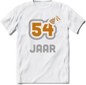 54 Jaar Feest T-Shirt | Goud - Zilver | Grappig Verjaardag Cadeau Shirt | Dames - Heren - Unisex | Tshirt Kleding Kado | - Wit - 3XL