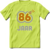 86 Jaar Feest T-Shirt | Goud - Zilver | Grappig Verjaardag Cadeau Shirt | Dames - Heren - Unisex | Tshirt Kleding Kado | - Groen - XL