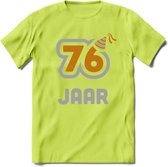 76 Jaar Feest T-Shirt | Goud - Zilver | Grappig Verjaardag Cadeau Shirt | Dames - Heren - Unisex | Tshirt Kleding Kado | - Groen - L