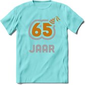 65 Jaar Feest T-Shirt | Goud - Zilver | Grappig Verjaardag Cadeau Shirt | Dames - Heren - Unisex | Tshirt Kleding Kado | - Licht Blauw - S