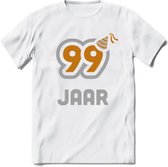 99 Jaar Feest T-Shirt | Goud - Zilver | Grappig Verjaardag Cadeau Shirt | Dames - Heren - Unisex | Tshirt Kleding Kado | - Wit - 3XL