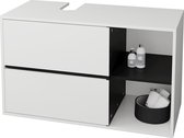 Wastafelonderkast 100x60x45,5 cm wit/zwart MDF spaanplaat ML-Design