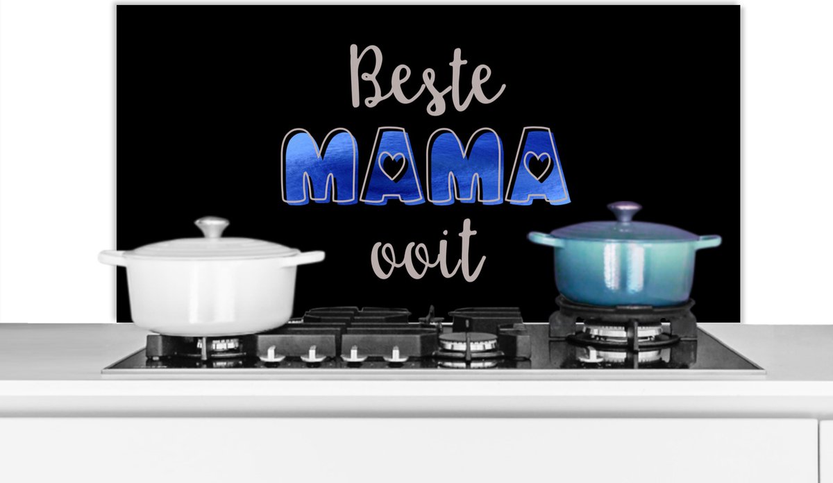 KitchenYeah Spatscherm 100x50 cm - Beste mama ooit - Aluminium