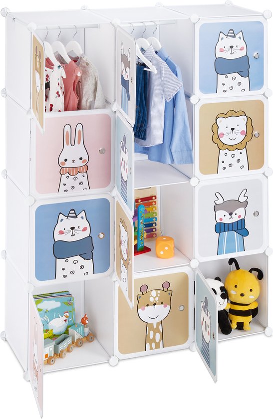 Armoire pour enfants Relaxdays avec tringles à vêtements - grande armoire pour enfants en plastique - armoire à jouets