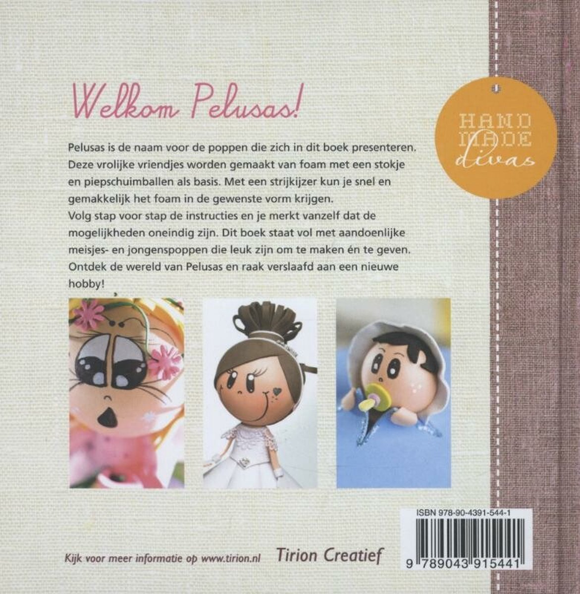 Boekomslag met tekst "Welkom Pelusas!" en drie schuimpoppen: twee meisjes en een jongen met speen.