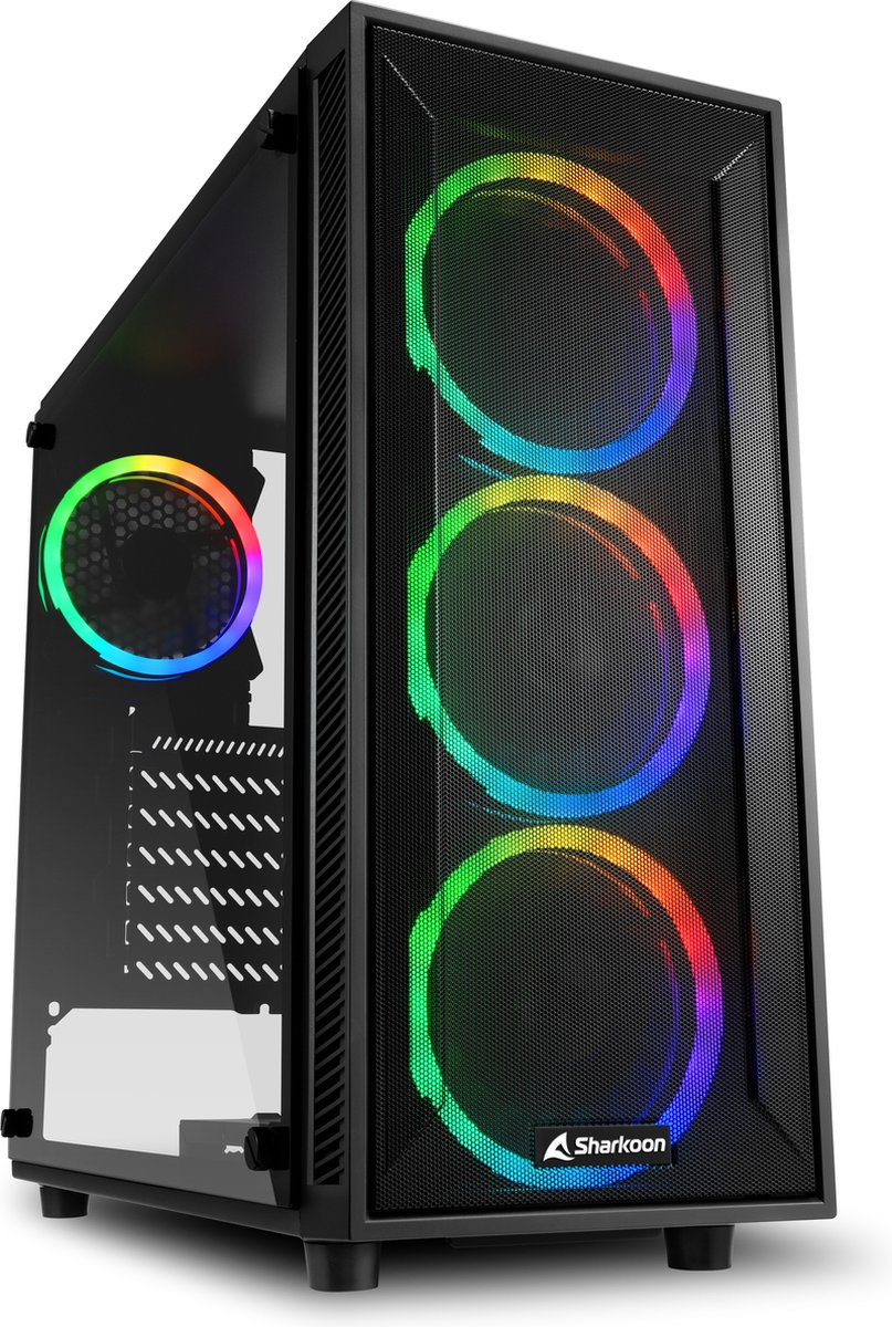 Sharkoon TG4M RGB- ATX - adresseerbare RGB - 2 x USB 3.0 - 1 x USB-C - Zwart