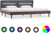 Decoways - Bedframe met LED stof taupe 160x200 cm