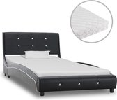 Decoways - Bed met matras kunstleer zwart 90x200 cm