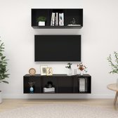 Decoways - 2-delige Tv-meubelset spaanplaat hoogglans zwart